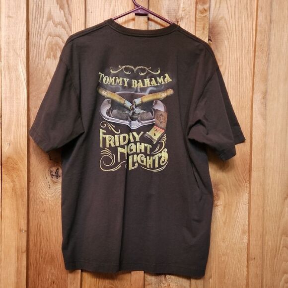 Tommy Bahama Friday Night Lights 100% Cotton Short Sleeve Tee, Large, Dark Brown - Picture 3 of 6